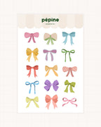 Planche de stickers Nœuds colorés : ribambelle de nœuds, format 17 × 11 cm
