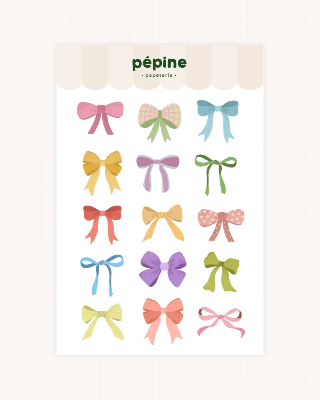 Planche de stickers Nœuds colorés : ribambelle de nœuds, format 17 × 11 cm