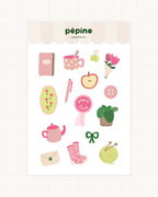 Planche de stickers Le Kit Pépine : l'univers Pépine en stickers, format 17 × 11 cm