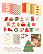 Tout le contenu de la Box de Noël : 20 stickers, 3 planches, 8 fonds, étiquettes, print et calendrier
