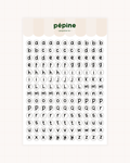 Planche Lettres & chiffres noir et blanc, déclinaison Petites lettres, format 17 × 11 cm