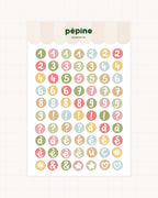 Planche Lettres & chiffres colorés, déclinaison Chiffres