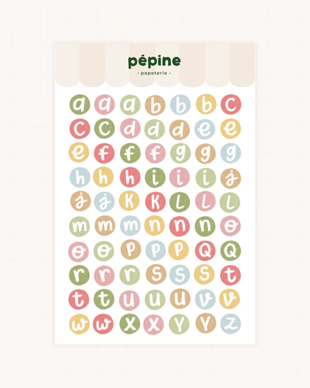 Planche Lettres & chiffres colorés, déclinaison Grandes lettres