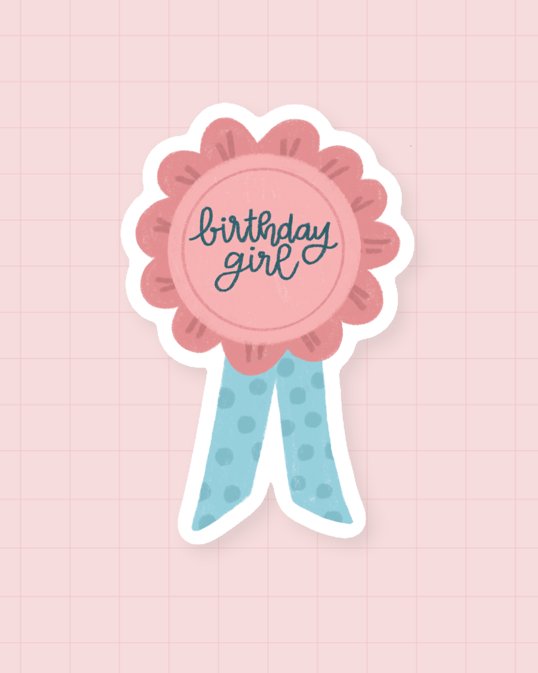 Sticker Birthday Girl : rosette d'anniversaire rose et bleue, finition brillante