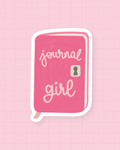 Sticker Journal Girl : carnet rose illustré, finition brillante