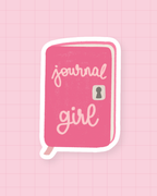 Sticker Journal Girl : carnet rose illustré, finition brillante